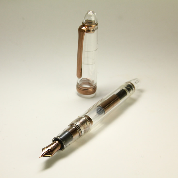 NAGASAWAオリジナル万年筆　プロフィットタイプ　スケルトン　アンティークゴールド