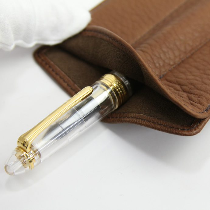 NAGASAWA PenStyle　3本差しS キップレザー ペンケース　栗茶